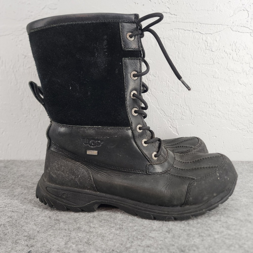 UGG Adirondack Black Leather Suede Waterproof Vibram Sole Winter Snow Boots 10.5